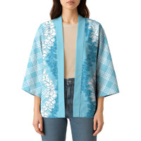 Hawaii Aloha Plumeria Lei Turquoise Palaka Kimono LT7 - Polynesian Pride