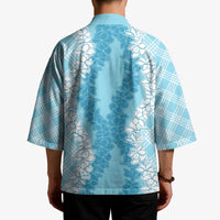 Hawaii Aloha Plumeria Lei Turquoise Palaka Kimono LT7 - Polynesian Pride