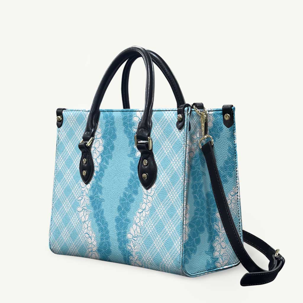 Hawaii Aloha Plumeria Lei Turquoise Palaka Leather Bag - Polynesian Pride