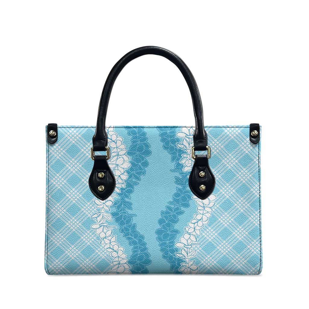 Hawaii Aloha Plumeria Lei Turquoise Palaka Leather Bag - Polynesian Pride