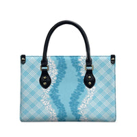 Hawaii Aloha Plumeria Lei Turquoise Palaka Leather Bag - Polynesian Pride
