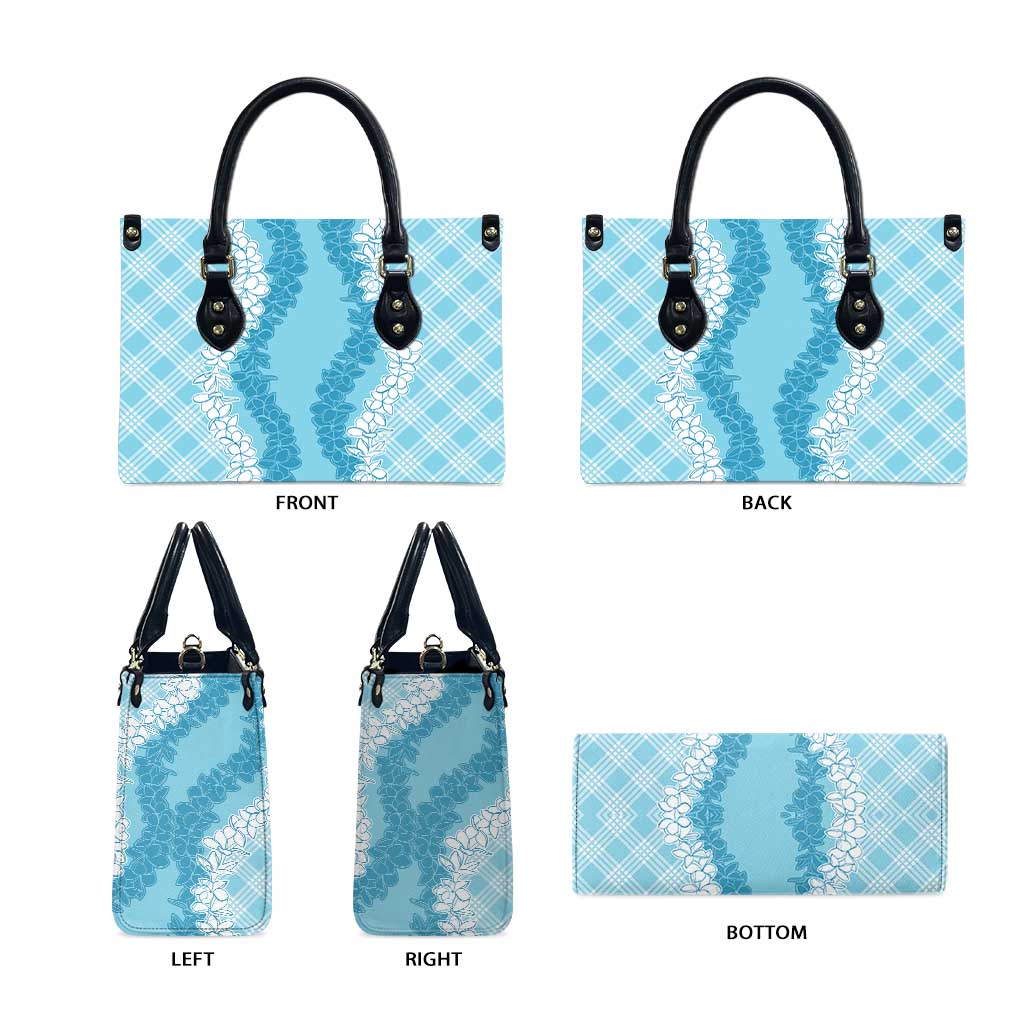 Hawaii Aloha Plumeria Lei Turquoise Palaka Leather Bag - Polynesian Pride