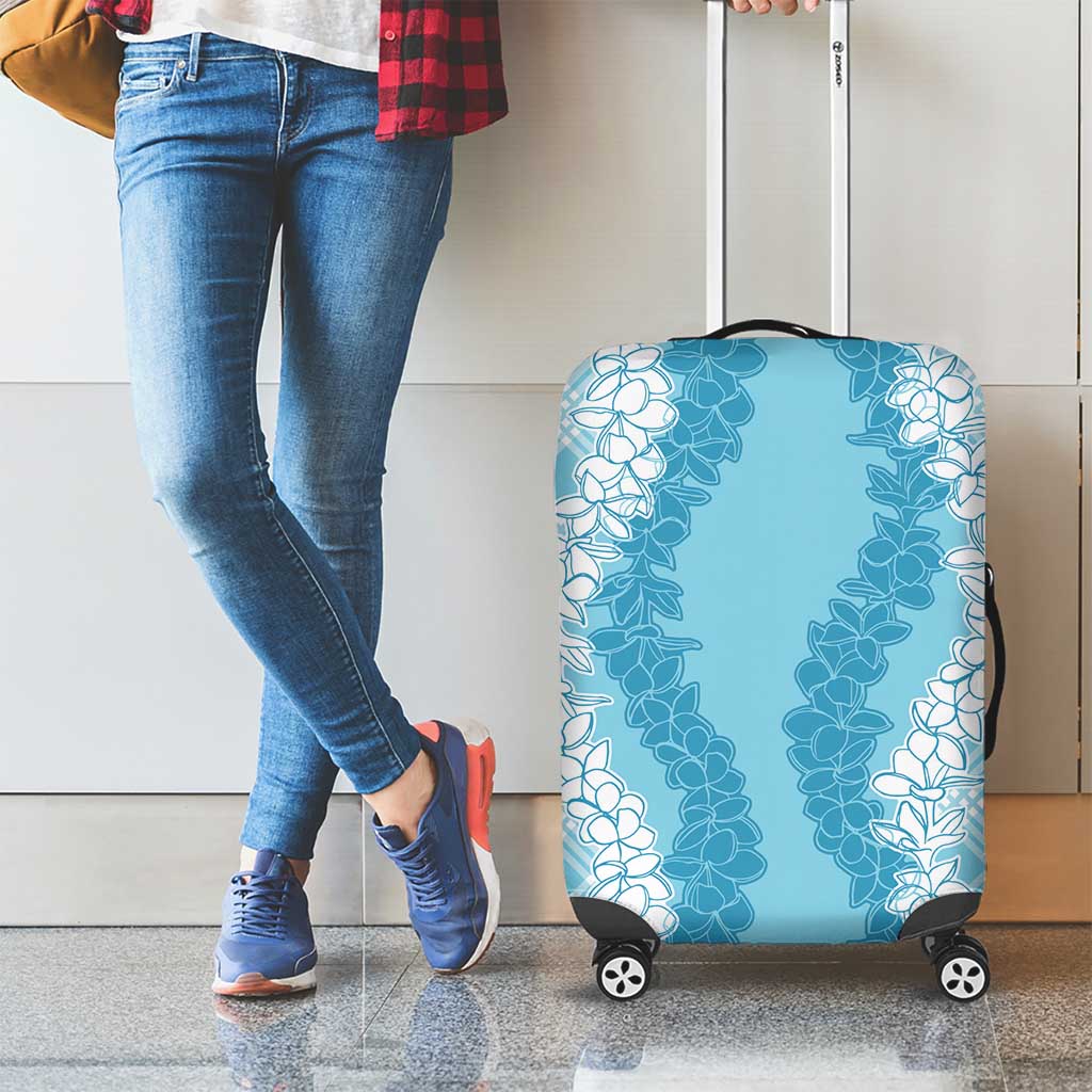 Hawaii Aloha Plumeria Lei Turquoise Palaka Luggage Cover - Polynesian Pride