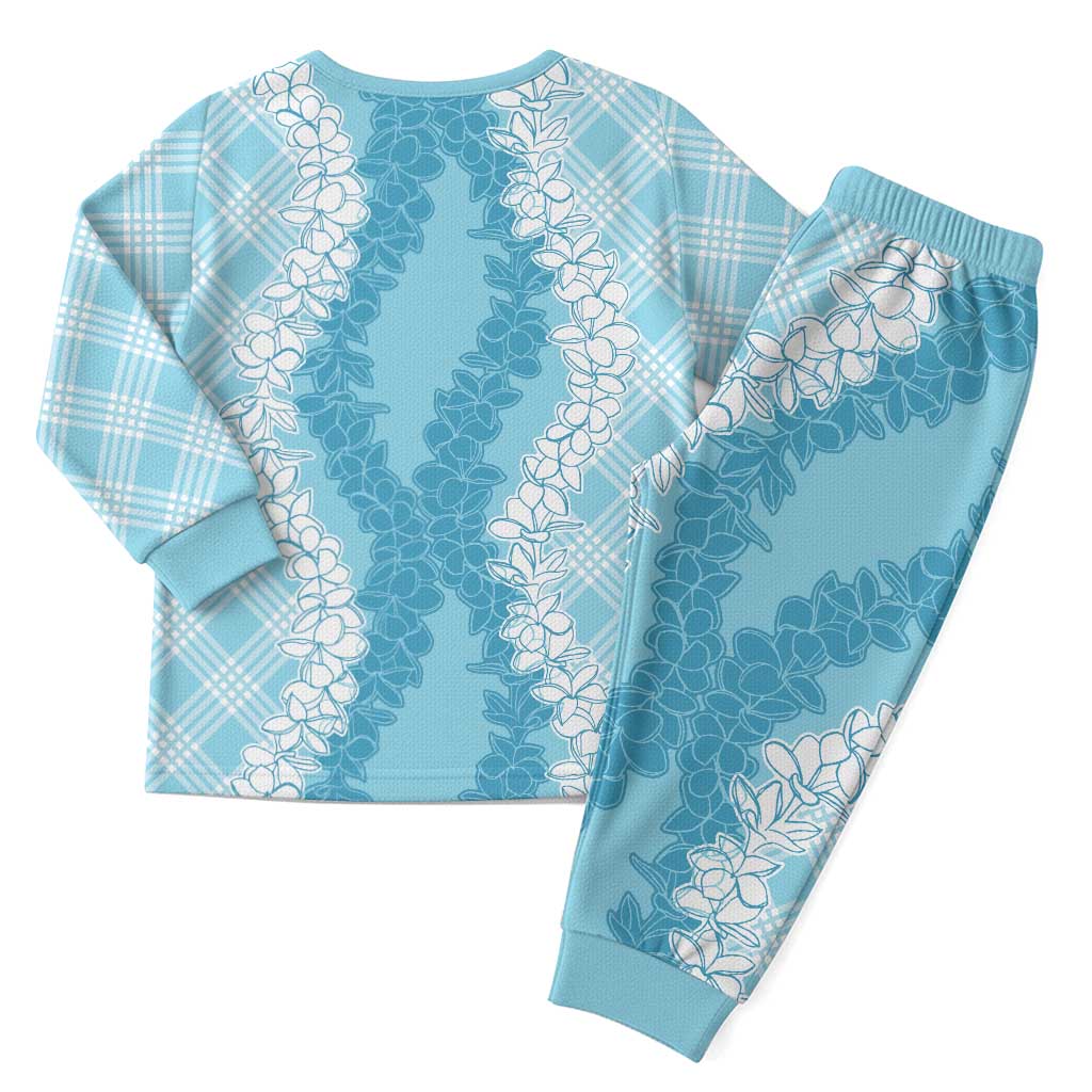 Hawaii Aloha Plumeria Lei Turquoise Palaka Christmas Pajama Set - Polynesian Pride