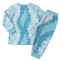 Hawaii Aloha Plumeria Lei Turquoise Palaka Christmas Pajama Set - Polynesian Pride