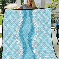 Hawaii Aloha Plumeria Lei Turquoise Palaka Quilt LT7 Turquoise - Polynesian Pride