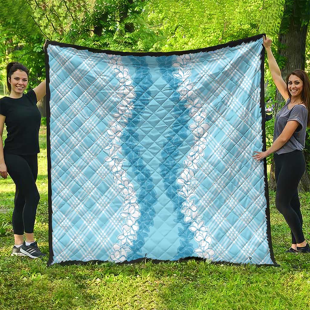 Hawaii Aloha Plumeria Lei Turquoise Palaka Quilt LT7 - Polynesian Pride
