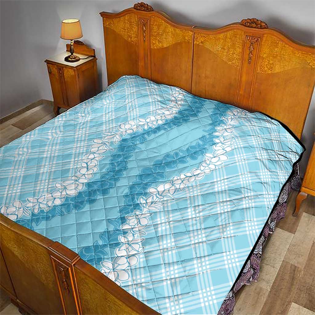 Hawaii Aloha Plumeria Lei Turquoise Palaka Quilt LT7 - Polynesian Pride