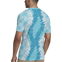 Hawaii Aloha Plumeria Lei Turquoise Palaka Rugby Jersey - Polynesian Pride