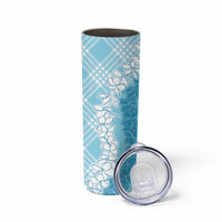Hawaii Aloha Plumeria Lei Turquoise Palaka Skinny Tumbler - Polynesian Pride