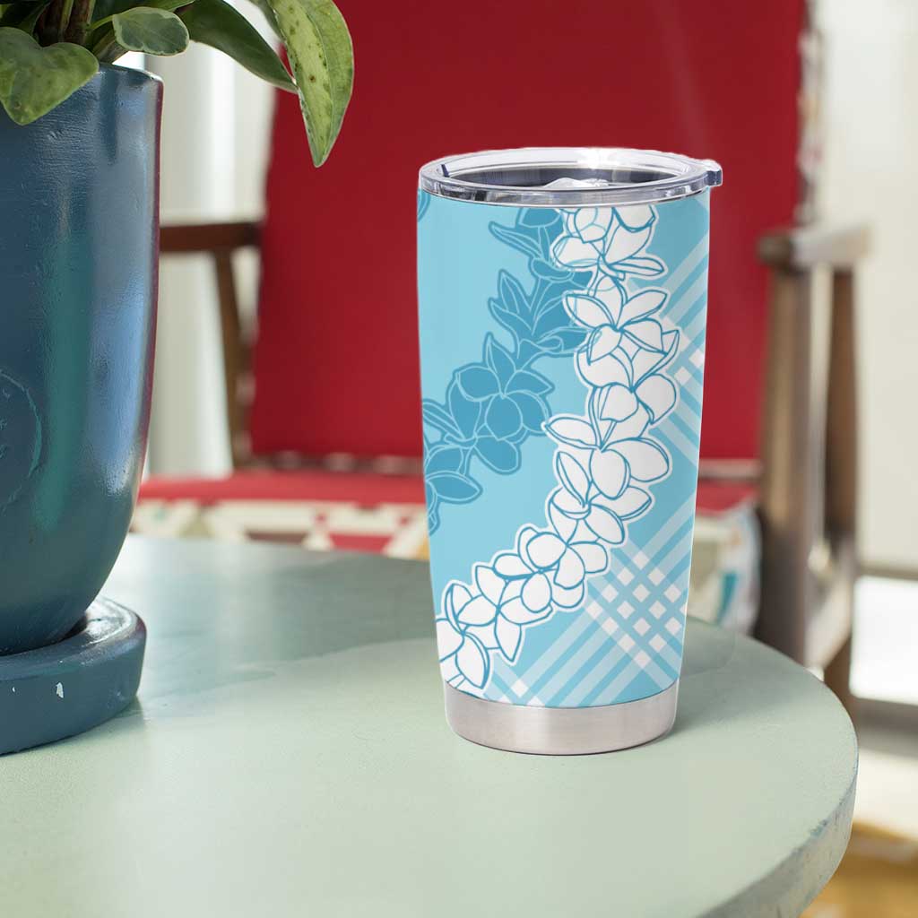 Hawaii Aloha Plumeria Lei Turquoise Palaka Tumbler Cup - Polynesian Pride
