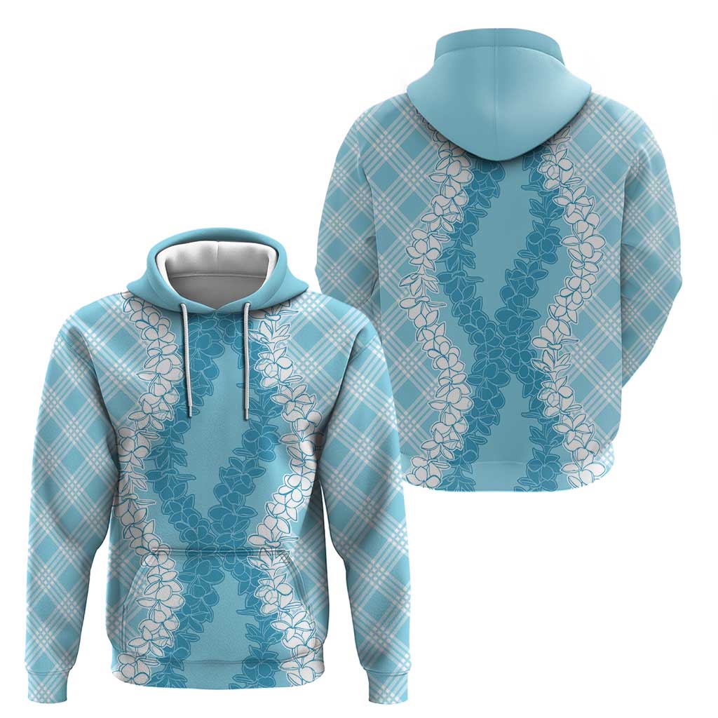 Hawaii Aloha Plumeria Lei Turquoise Palaka Zip Hoodie - Polynesian Pride