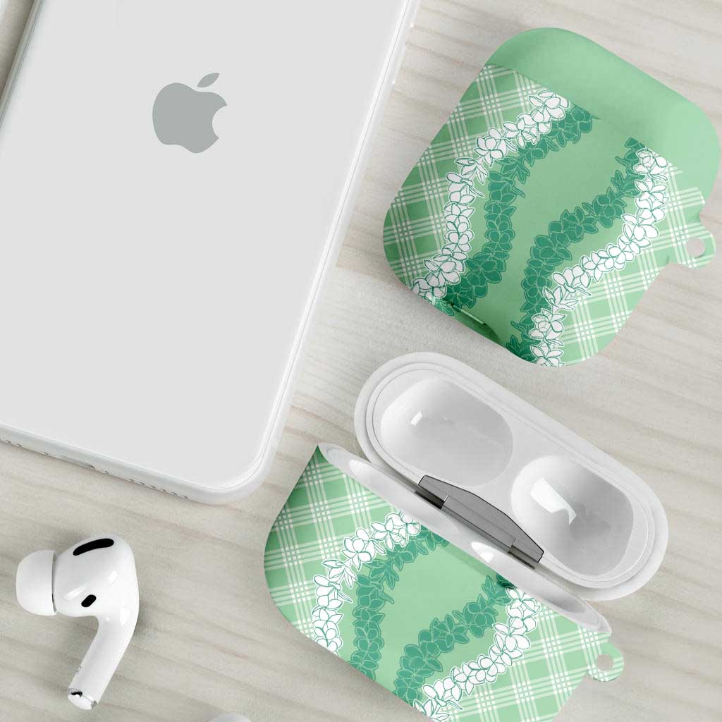 Hawaii Aloha Plumeria Lei Mint Palaka AirPods Case LT7 - Polynesian Pride