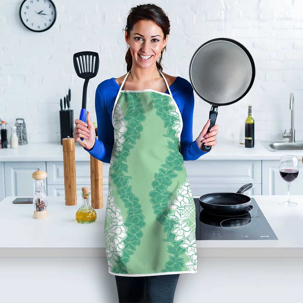 Hawaii Aloha Plumeria Lei Mint Palaka Apron - Polynesian Pride