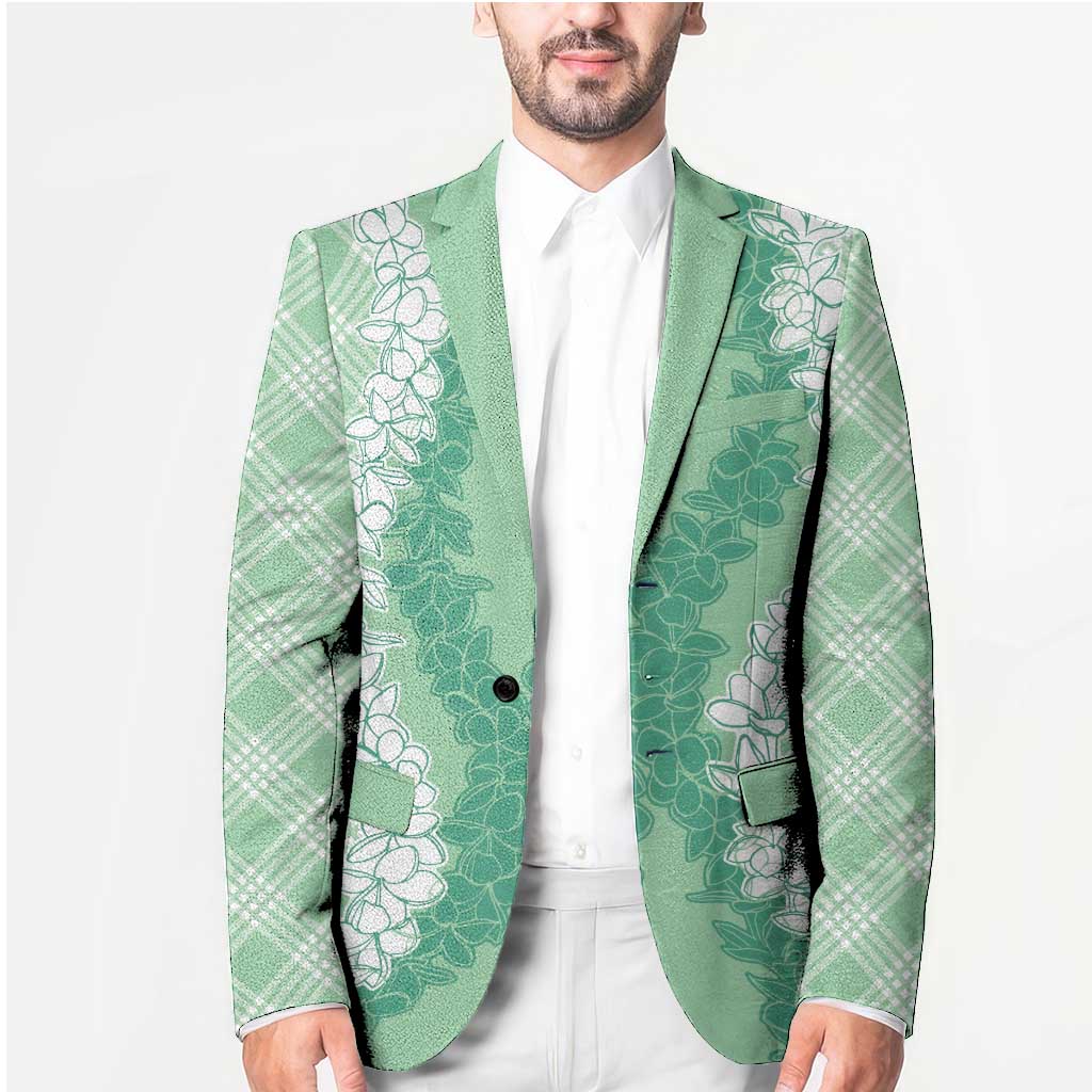 Hawaii Aloha Plumeria Lei Mint Palaka Blazer - Polynesian Pride