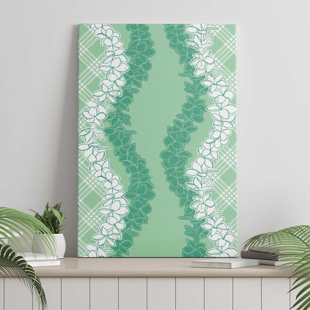 Hawaii Aloha Plumeria Lei Mint Palaka Canvas Wall Art - Polynesian Pride