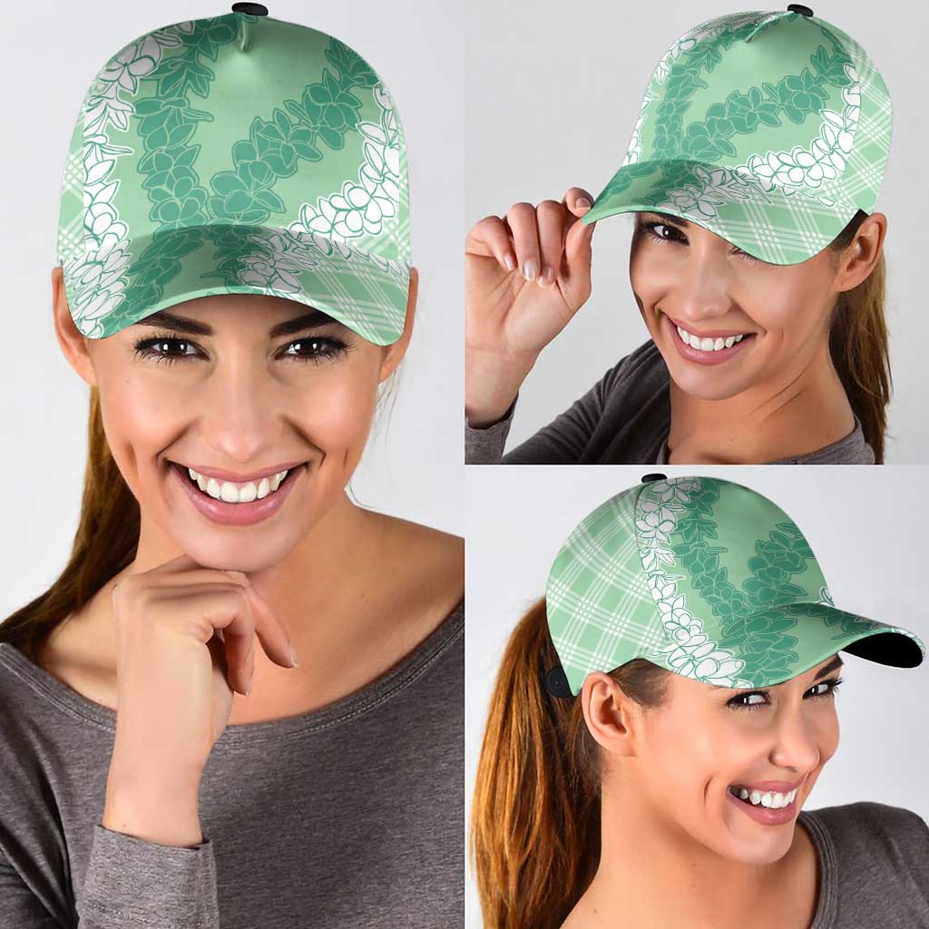 Hawaii Aloha Plumeria Lei Mint Palaka Classic Cap - Polynesian Pride