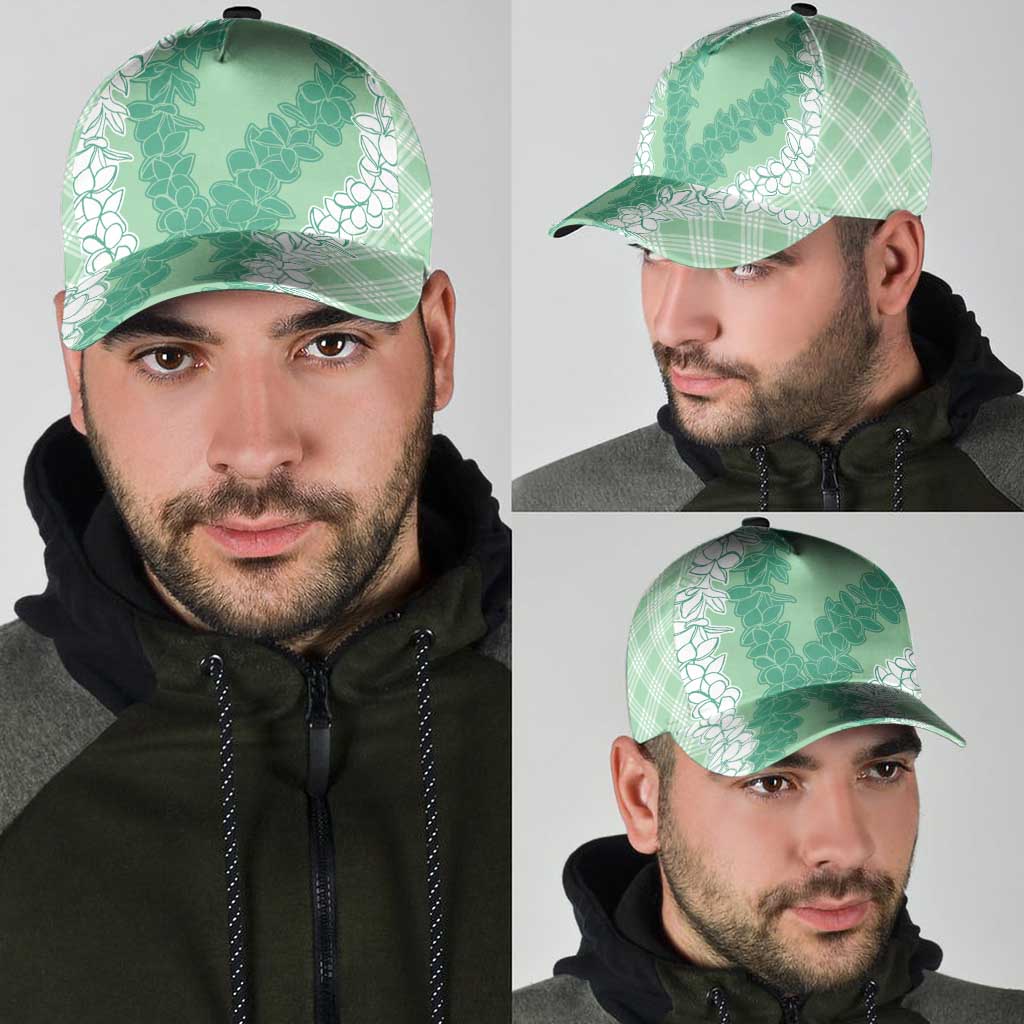 Hawaii Aloha Plumeria Lei Mint Palaka Classic Cap - Polynesian Pride