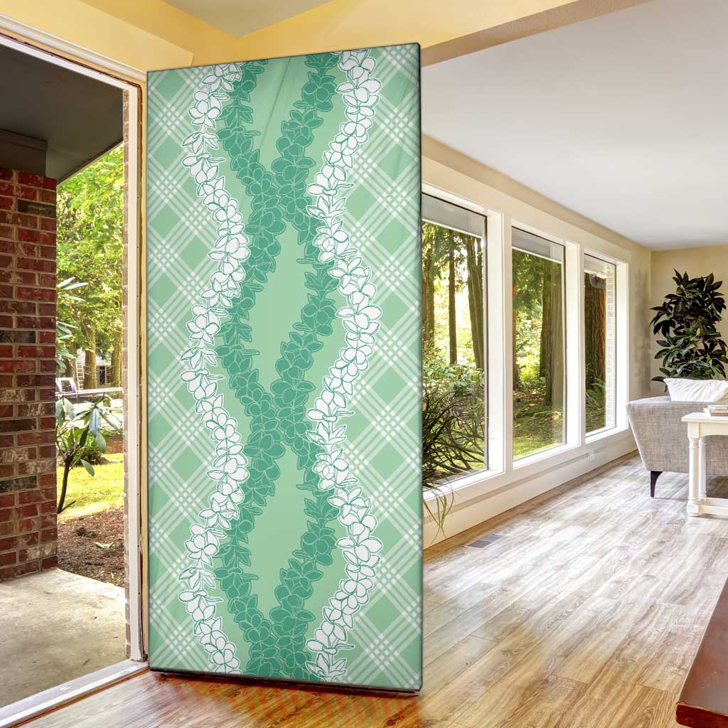Hawaii Aloha Plumeria Lei Mint Palaka Door Cover - Polynesian Pride