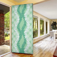Hawaii Aloha Plumeria Lei Mint Palaka Door Cover - Polynesian Pride