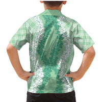 Hawaii Aloha Plumeria Lei Mint Palaka Family Matching Mermaid Dress and Hawaiian Shirt LT7 - Polynesian Pride