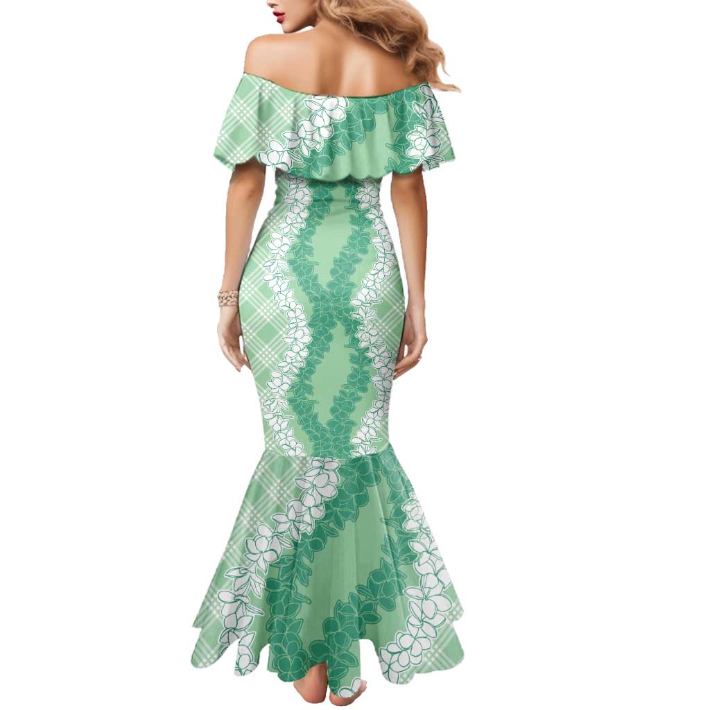 Hawaii Aloha Plumeria Lei Mint Palaka Family Matching Mermaid Dress and Hawaiian Shirt LT7 - Polynesian Pride