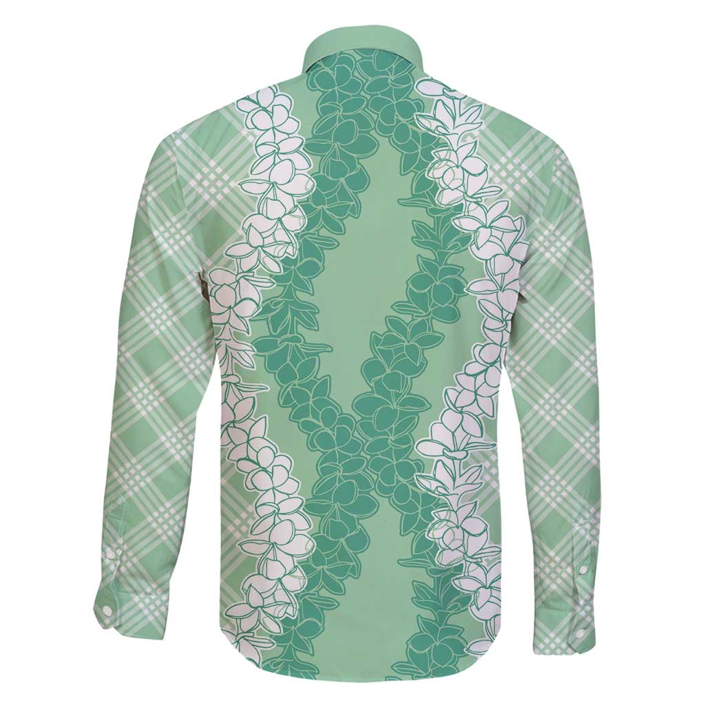Hawaii Aloha Plumeria Lei Mint Palaka Family Matching Off Shoulder Maxi Dress and Hawaiian Shirt LT7 - Polynesian Pride