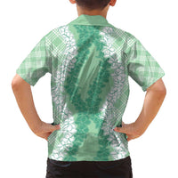 Hawaii Aloha Plumeria Lei Mint Palaka Family Matching Puletasi and Hawaiian Shirt LT7 - Polynesian Pride