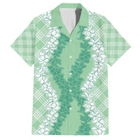 Hawaii Aloha Plumeria Lei Mint Palaka Family Matching Short Sleeve Bodycon Dress and Hawaiian Shirt LT7 Dad's Shirt - Short Sleeve Mint - Polynesian Pride