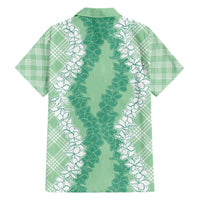 Hawaii Aloha Plumeria Lei Mint Palaka Family Matching Short Sleeve Bodycon Dress and Hawaiian Shirt LT7 - Polynesian Pride