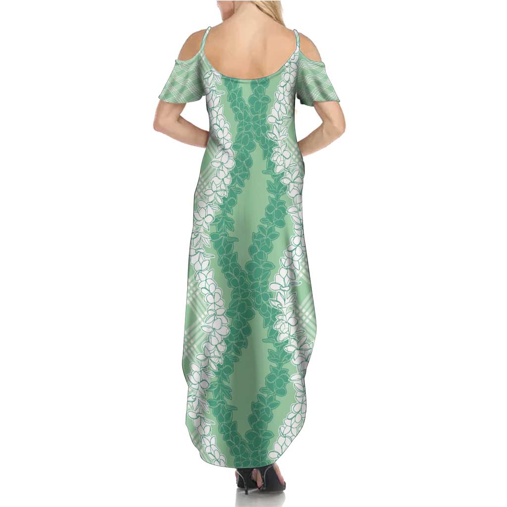 Hawaii Aloha Plumeria Lei Mint Palaka Family Matching Summer Maxi Dress and Hawaiian Shirt LT7 - Polynesian Pride