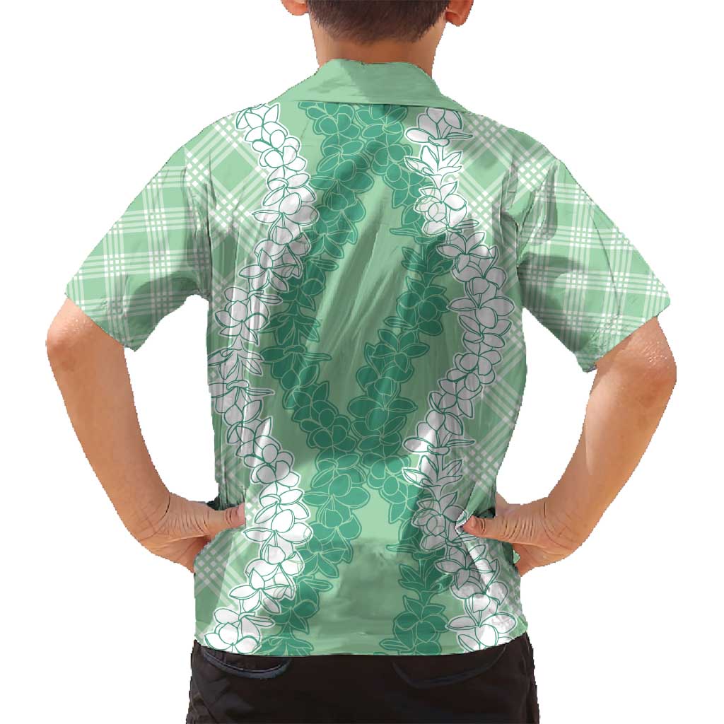 Hawaii Aloha Plumeria Lei Mint Palaka Family Matching Tank Maxi Dress and Hawaiian Shirt LT7 - Polynesian Pride