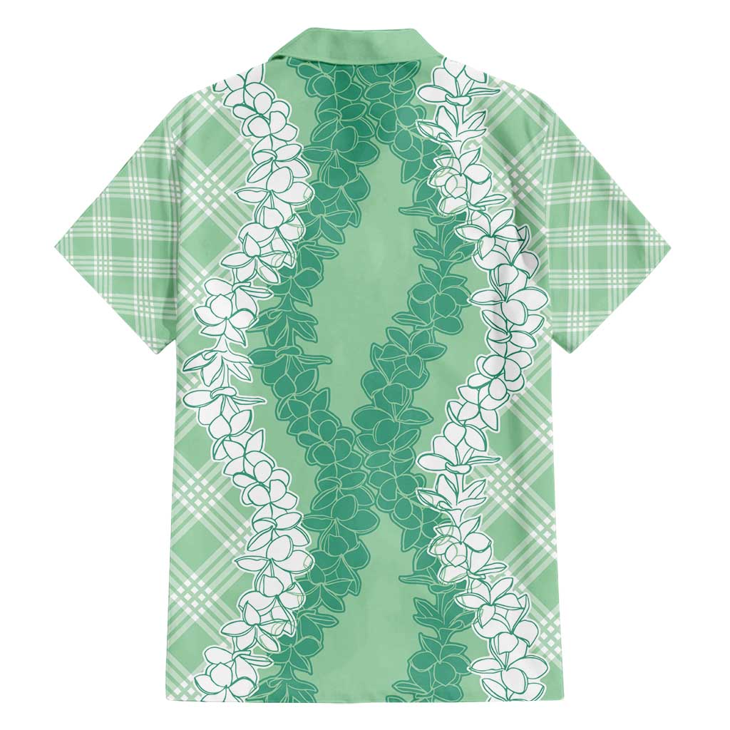 Hawaii Aloha Plumeria Lei Mint Palaka Family Matching Tank Maxi Dress and Hawaiian Shirt LT7 - Polynesian Pride
