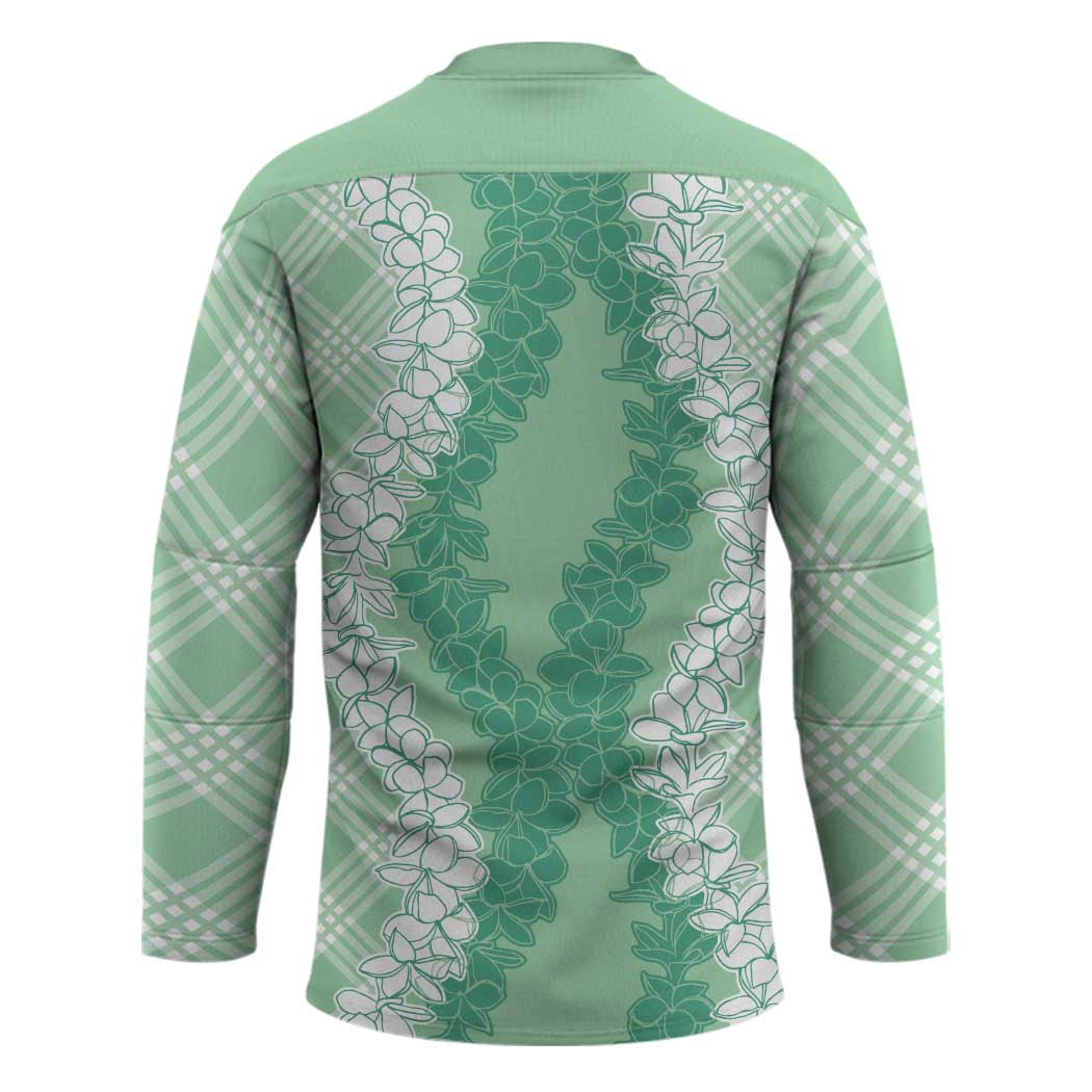 Hawaii Aloha Plumeria Lei Mint Palaka Hockey Jersey - Polynesian Pride