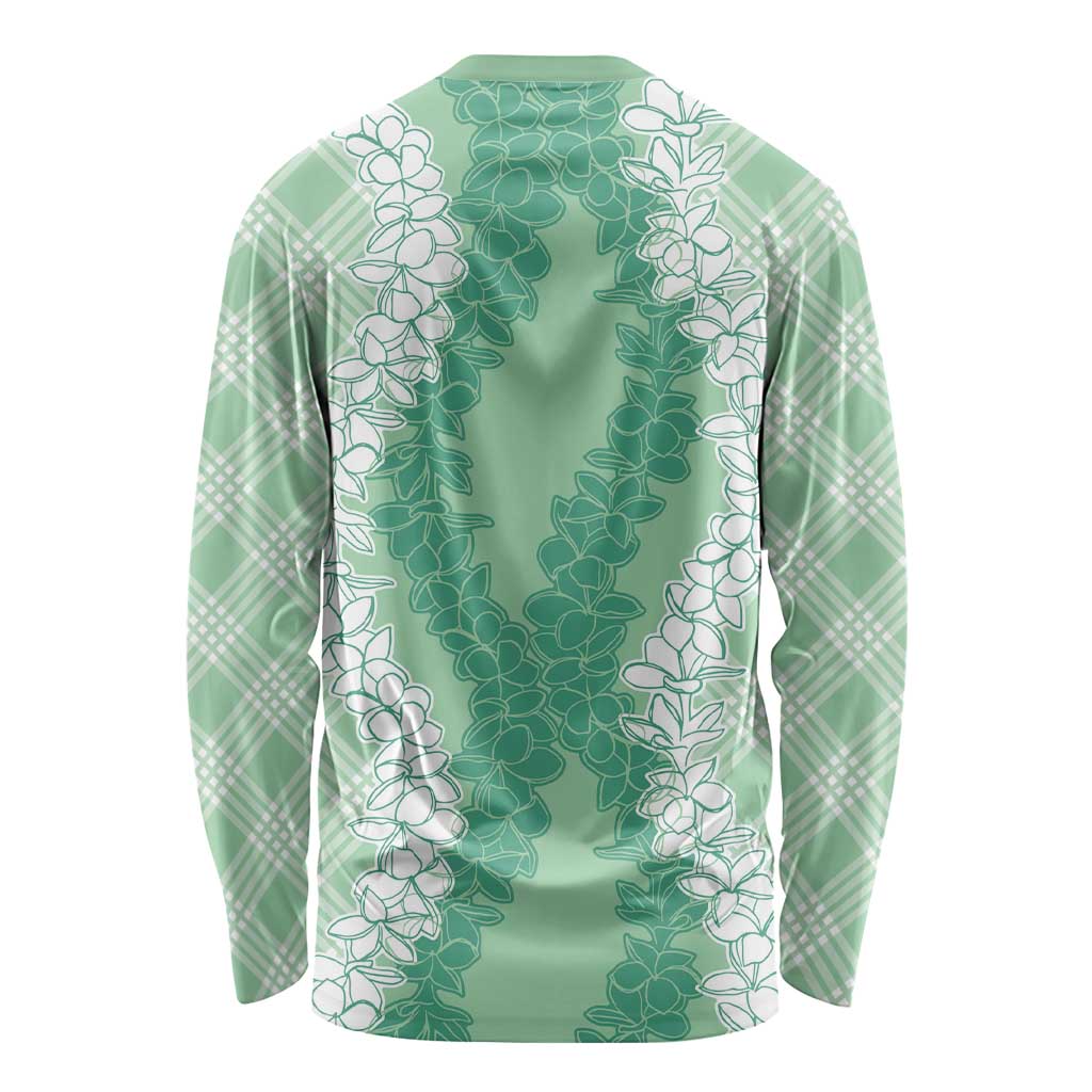 Hawaii Aloha Plumeria Lei Mint Palaka Long Sleeve Shirt - Polynesian Pride