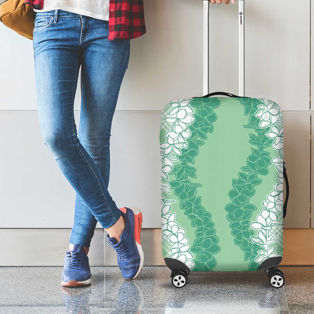 Hawaii Aloha Plumeria Lei Mint Palaka Luggage Cover - Polynesian Pride