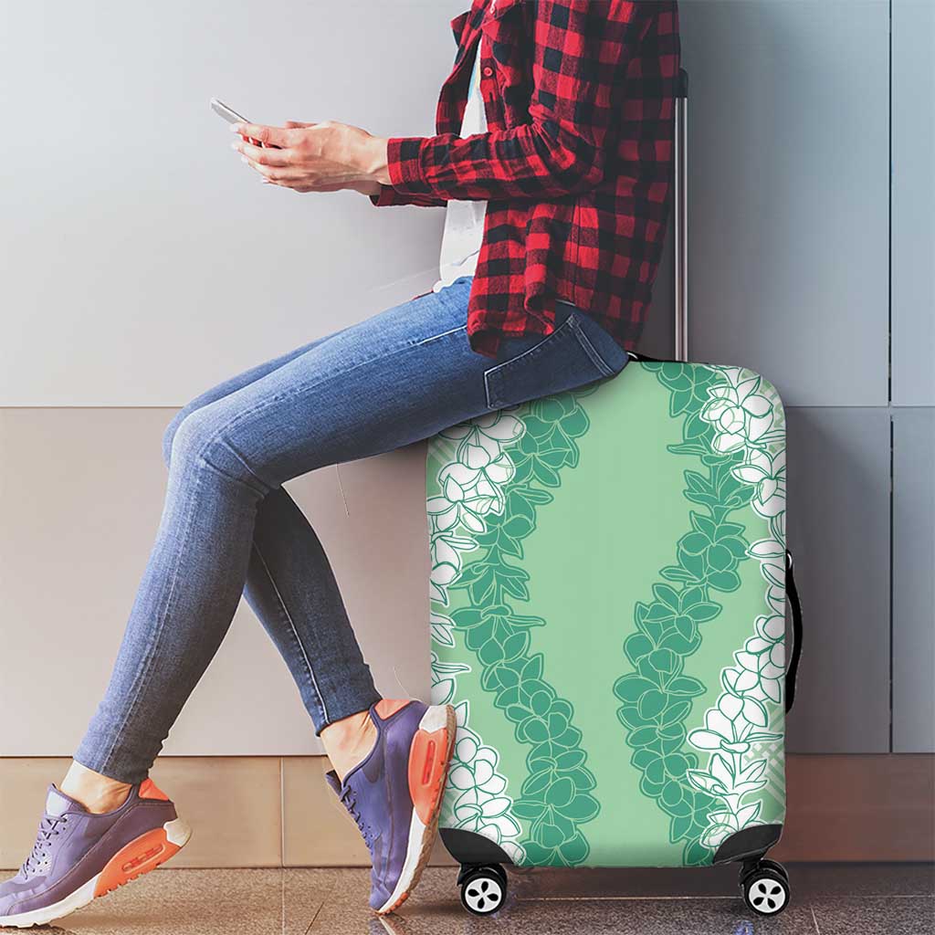 Hawaii Aloha Plumeria Lei Mint Palaka Luggage Cover - Polynesian Pride