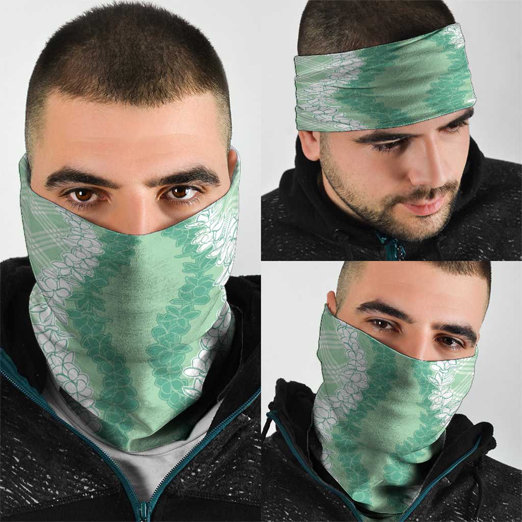Hawaii Aloha Plumeria Lei Mint Palaka Neck Gaiter - Polynesian Pride