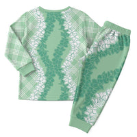 Hawaii Aloha Plumeria Lei Mint Palaka Christmas Pajama Set - Polynesian Pride