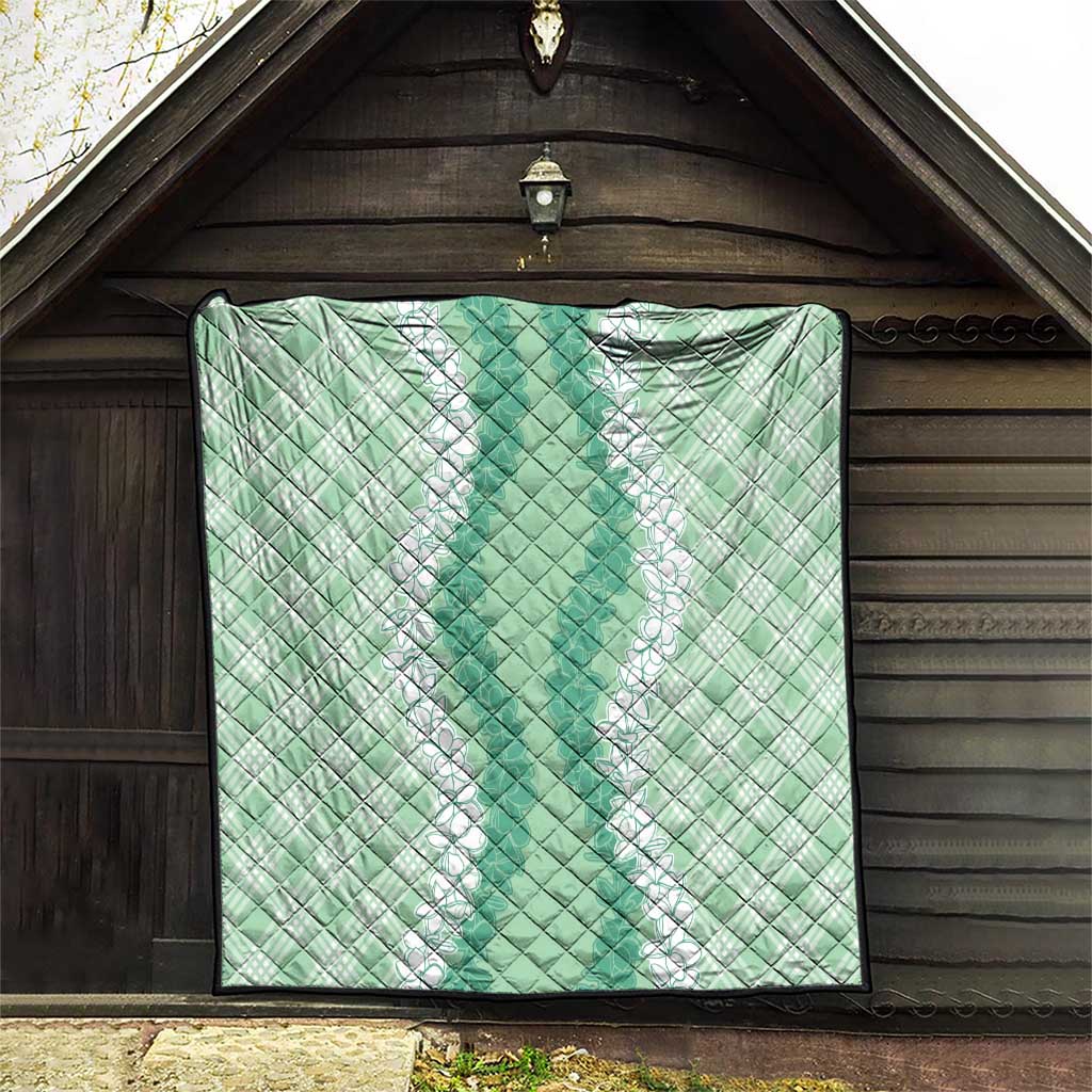 Hawaii Aloha Plumeria Lei Mint Palaka Quilt - Polynesian Pride