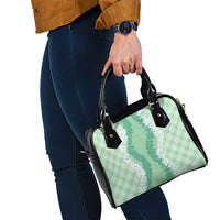Hawaii Aloha Plumeria Lei Mint Palaka Shoulder Handbag - Polynesian Pride