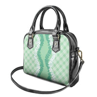 Hawaii Aloha Plumeria Lei Mint Palaka Shoulder Handbag - Polynesian Pride