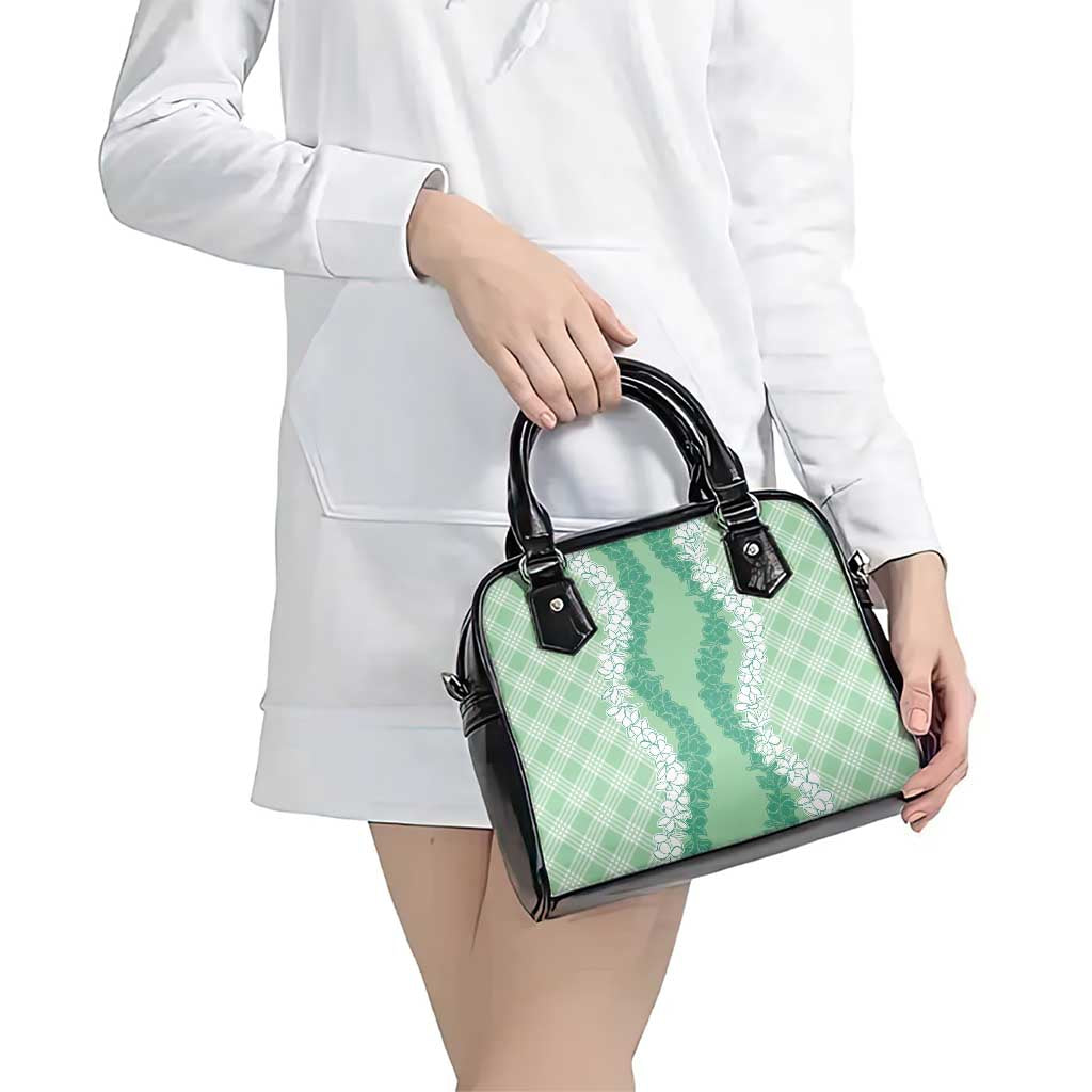 Hawaii Aloha Plumeria Lei Mint Palaka Shoulder Handbag - Polynesian Pride