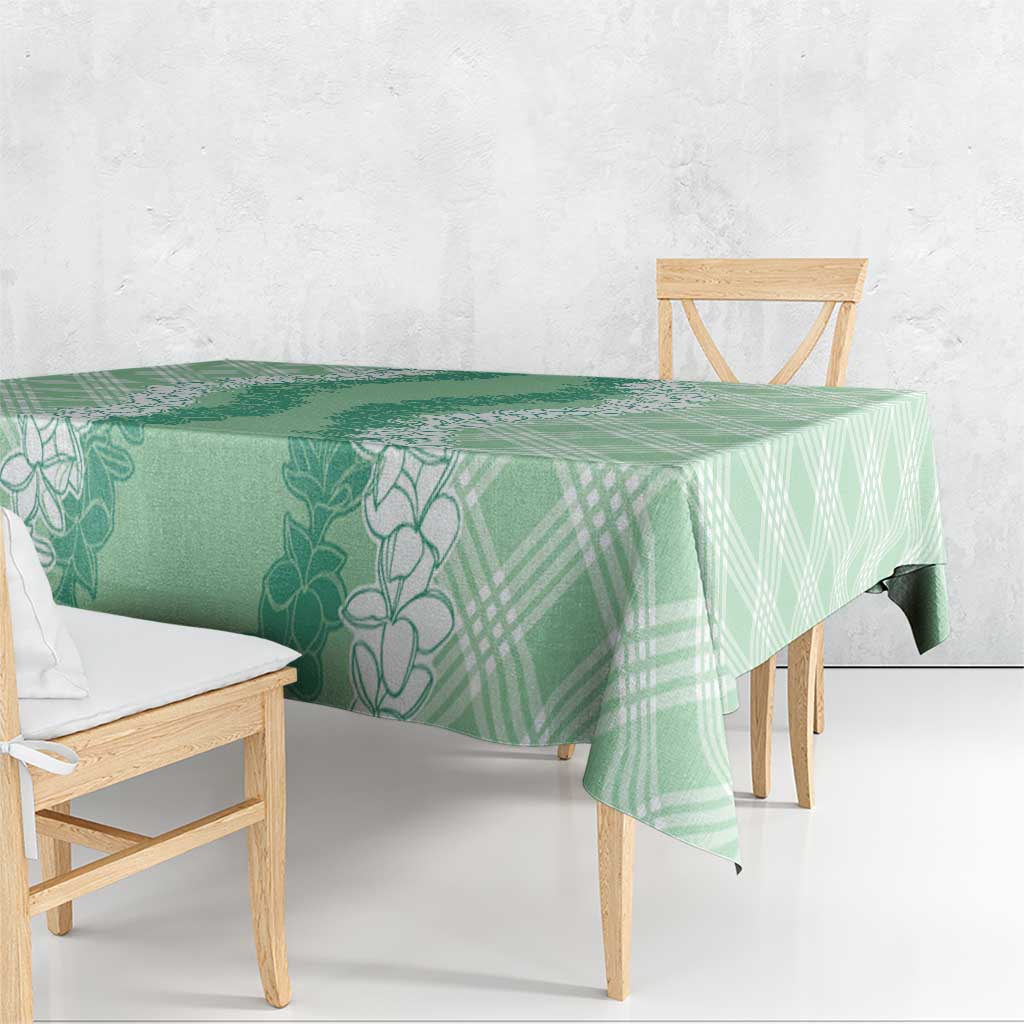 Hawaii Aloha Plumeria Lei Mint Palaka Tablecloth - Polynesian Pride