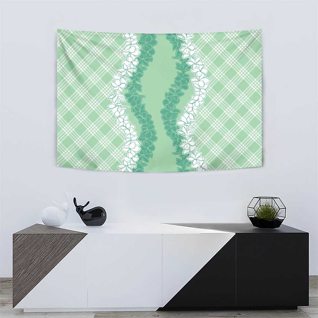 Hawaii Aloha Plumeria Lei Mint Palaka Tapestry - Polynesian Pride