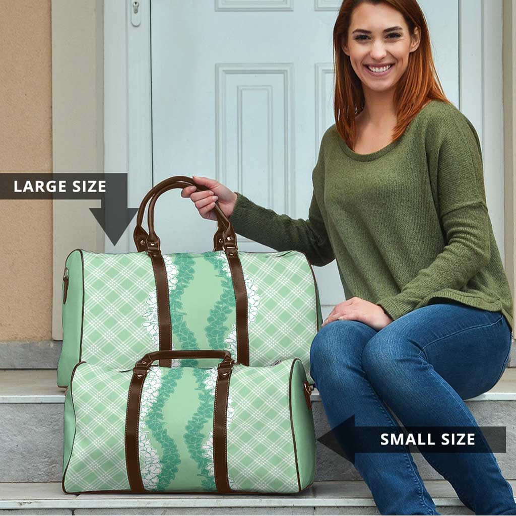 Hawaii Aloha Plumeria Lei Mint Palaka Travel Bag - Polynesian Pride