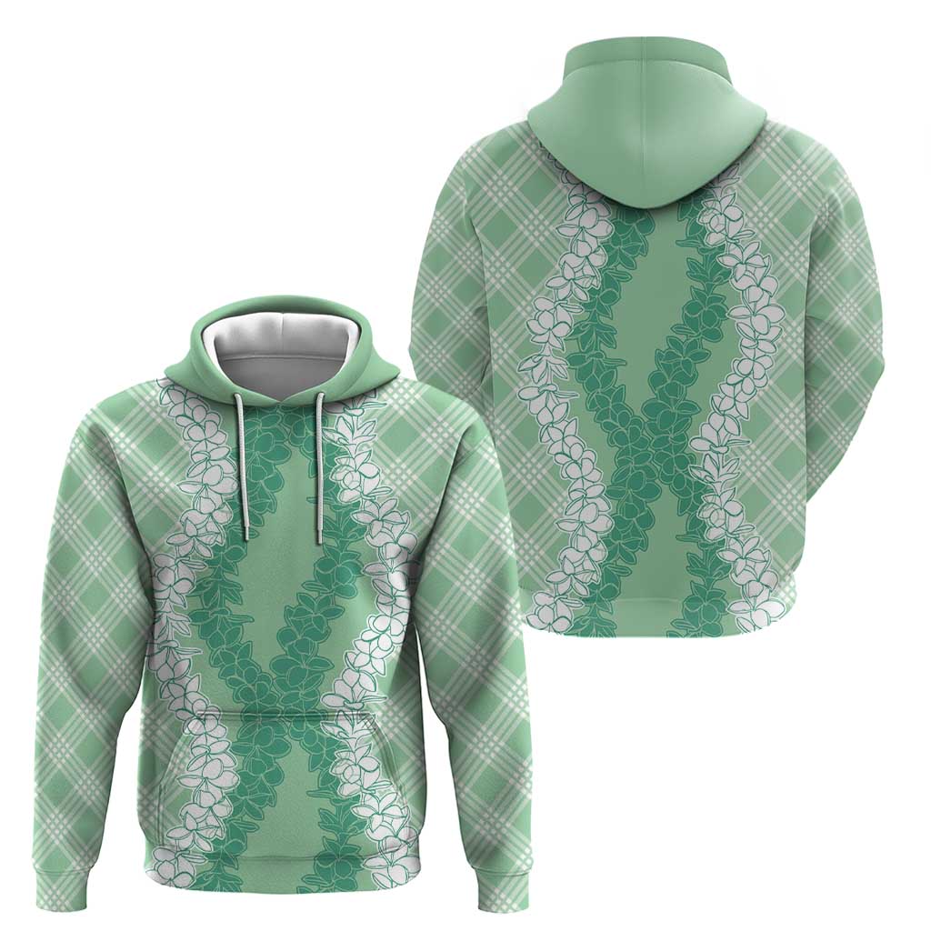 Hawaii Aloha Plumeria Lei Mint Palaka Zip Hoodie - Polynesian Pride