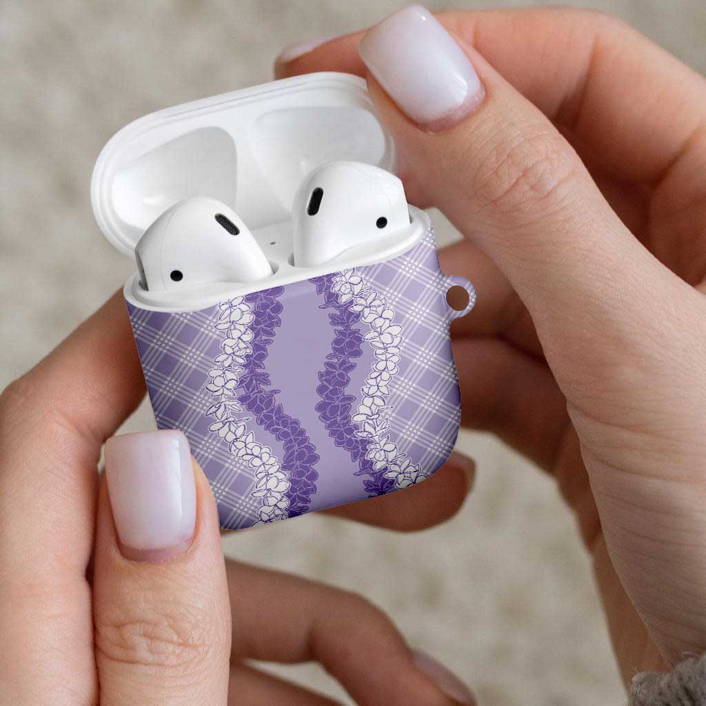 Hawaii Aloha Plumeria Lei Lavender Palaka AirPods Case - Polynesian Pride