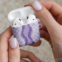 Hawaii Aloha Plumeria Lei Lavender Palaka AirPods Case - Polynesian Pride