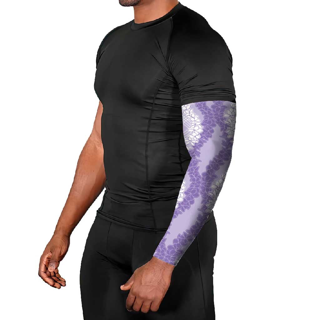 Hawaii Aloha Plumeria Lei Lavender Palaka Arm Sleeves - Polynesian Pride